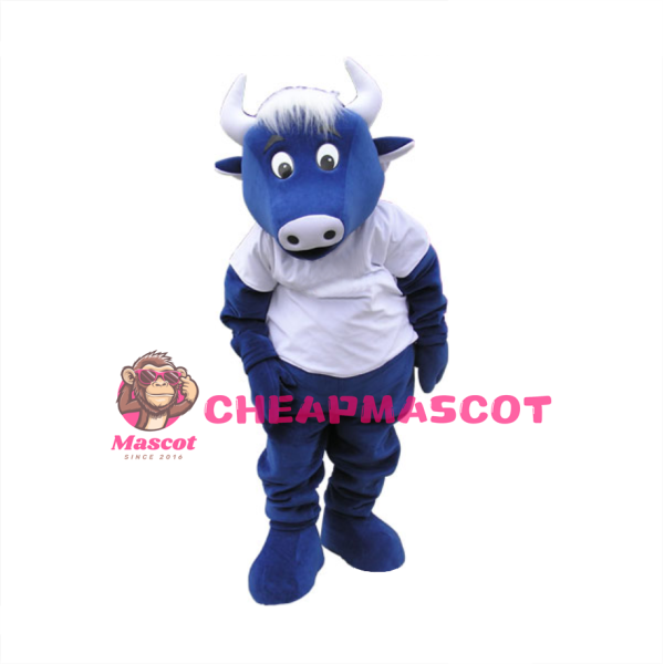 Cute Blue Bull Mascot Costume