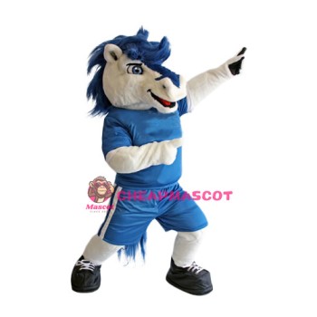White & Blue Horse Mascot Costume