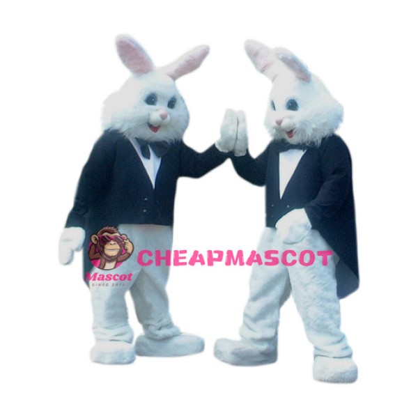 Handsome White Rabbit Mascot Costume