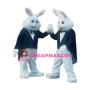 Handsome White Rabbit Mascot Costume