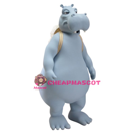 Superb Grey Hippo Mascot Costume