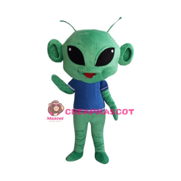Big Head Green Alien Mascot Costume
