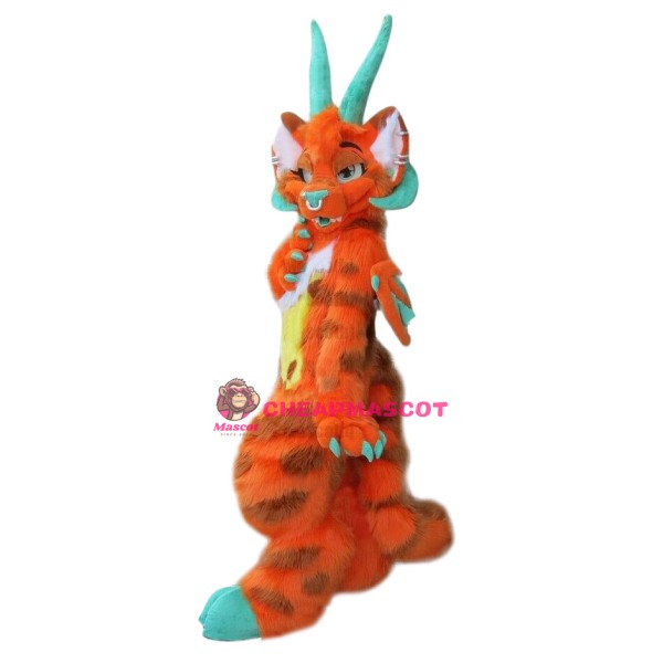 Orange Dragon Realistic Mascot Costume
