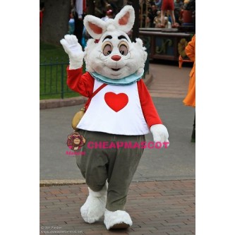 White Heart Rabbit Mascot Costume