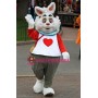 White Heart Rabbit Mascot Costume