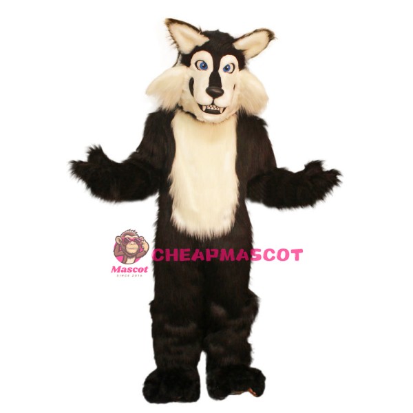 Superb Black Wolf Mascot Costume