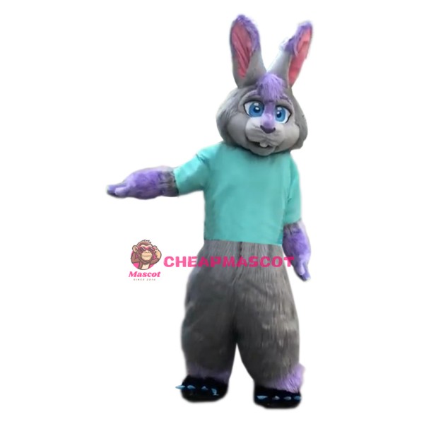 Purple & Grey Rabbit Mascot Costume