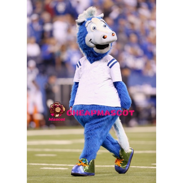 Cute Blue Horse Mascot Costume