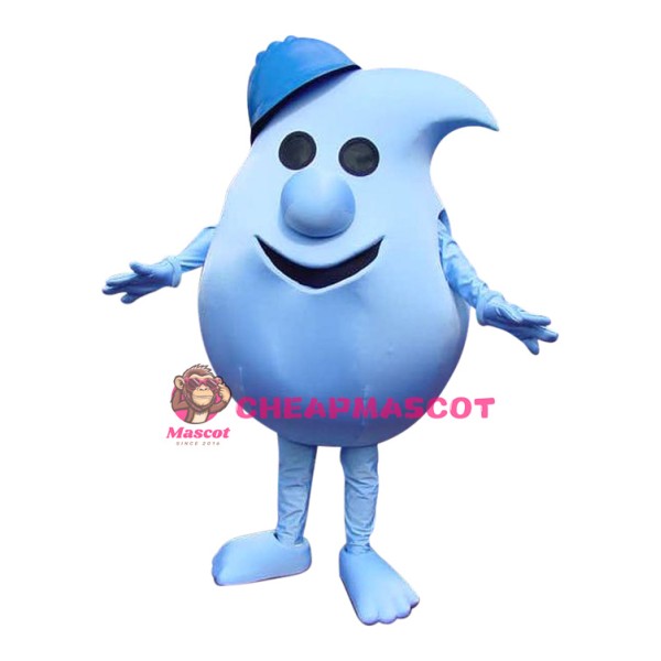 Superb Blue Water Droplet Mascot Costume