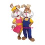 Energetic Mr and Mrs Rabbit Mascot Costume