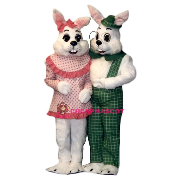 Friendly Mr & Mrs Rabbit Mascot Costume