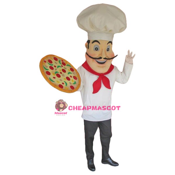 Friendly Pizza Chef Mascot Costume