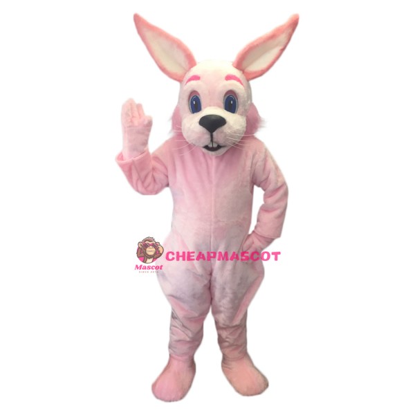 Friendly Pink Rabbit Mascot Costume