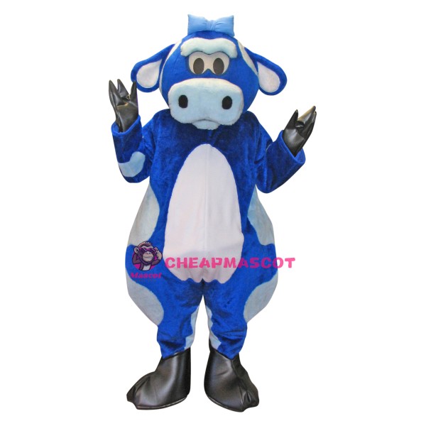 Cute Blue & White Cow Mascot Costume