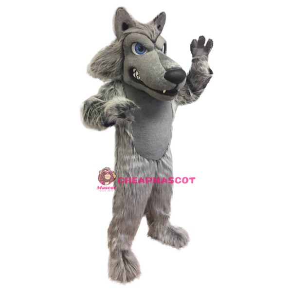 Power Fierce Grey Wolf Mascot Costume
