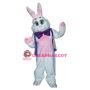 Superb Friendly White & Pink Bunny Mascot Costume