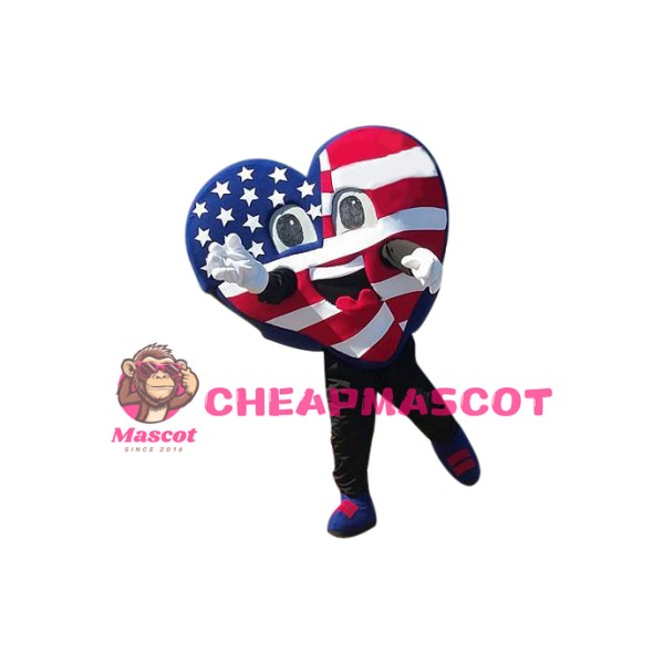 US Flag Heart Mascot Costume
