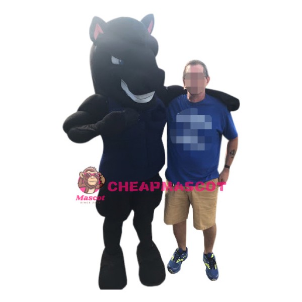 Superb Power Black Horse Mascot Costume