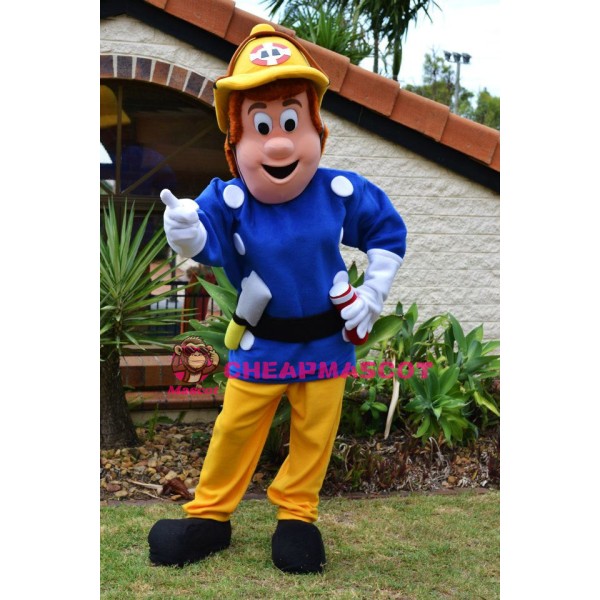 Superb Fireman Sam Mascot Costume