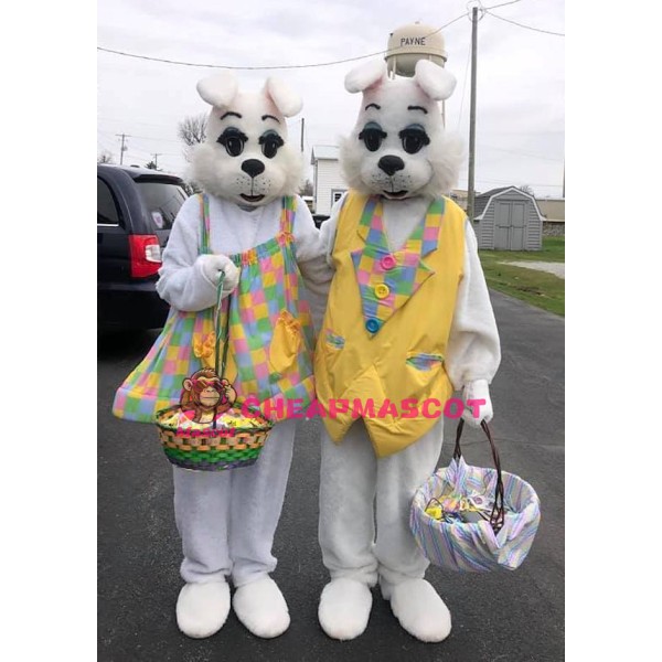 White Mr & Mrs Easter Bunny Mascot Costume