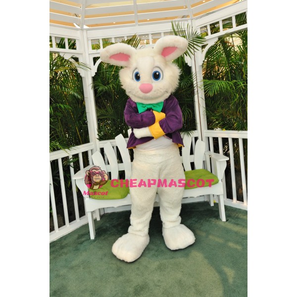 Superb Purple Suit Easter Bunny Mascot Costume