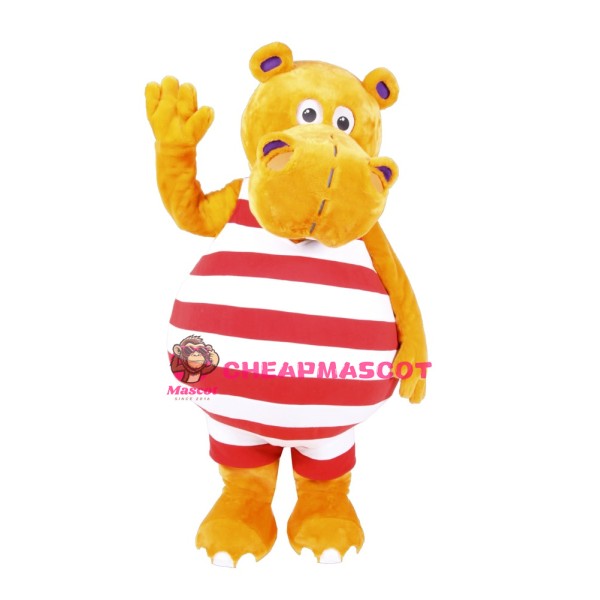 Friendly Yellow Rhino Mascot Costume