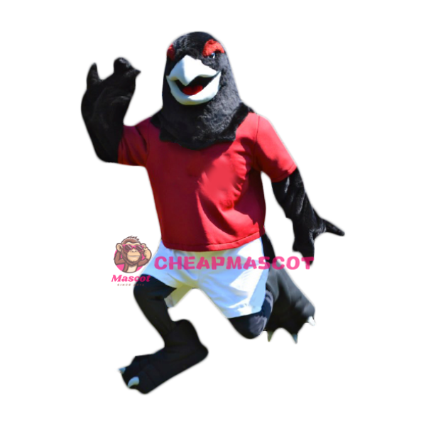 Friendly Black Hawk Mascot Costume