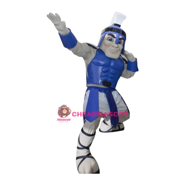 Blue Spartan Knight Mascot Costume