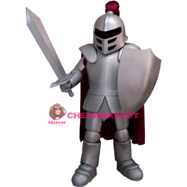 Power Spartan Silver Knight Mascot Costume