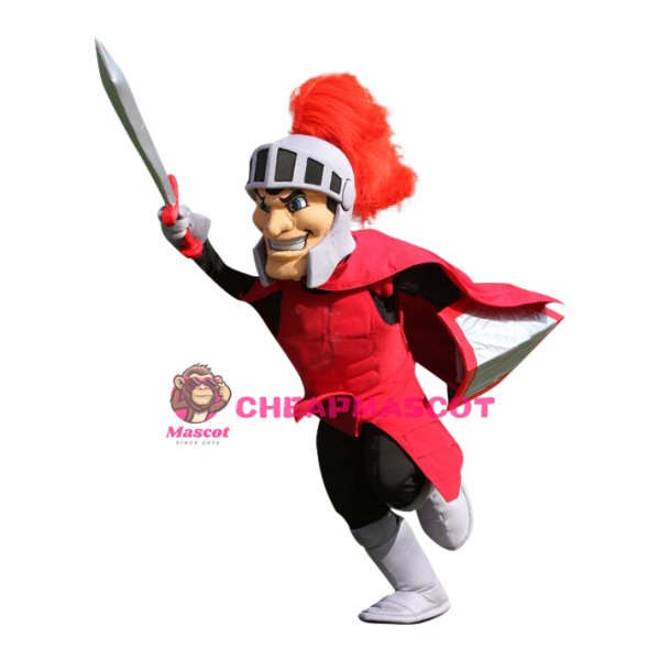Power Red Spartan Knight Mascot Costume