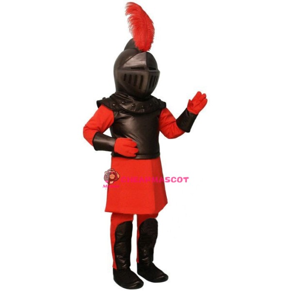 Superb Red & Black Knight Mascot Costume