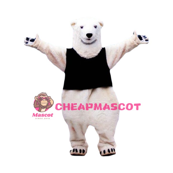 Friendly Realistic Polar Bear Mascot Costume