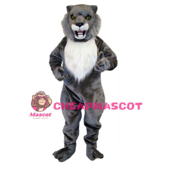 Fierce Grey Wildcat Mascot Costume