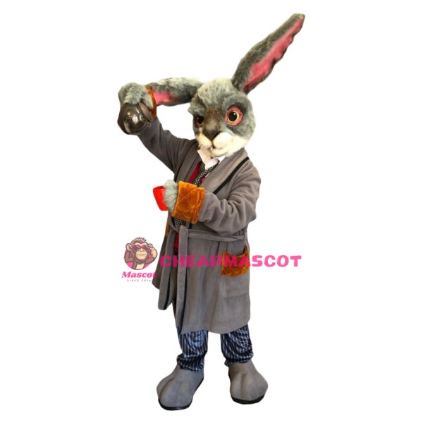 Superb Grey Easter Bunny Mascot Costume