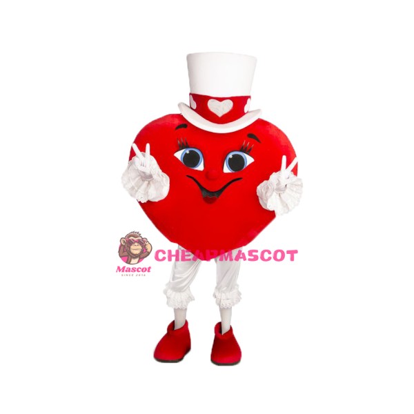 Happy Red Heart Mascot Costume
