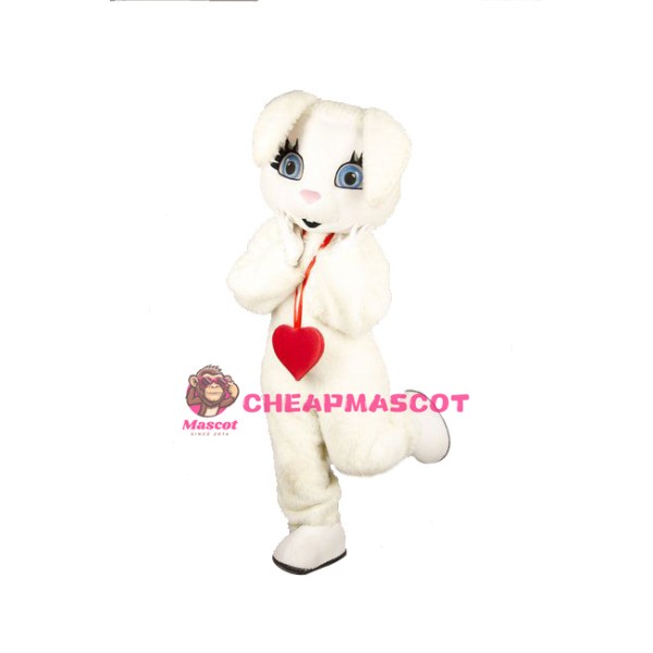 Red Heart White Rabbit Mascot Costume