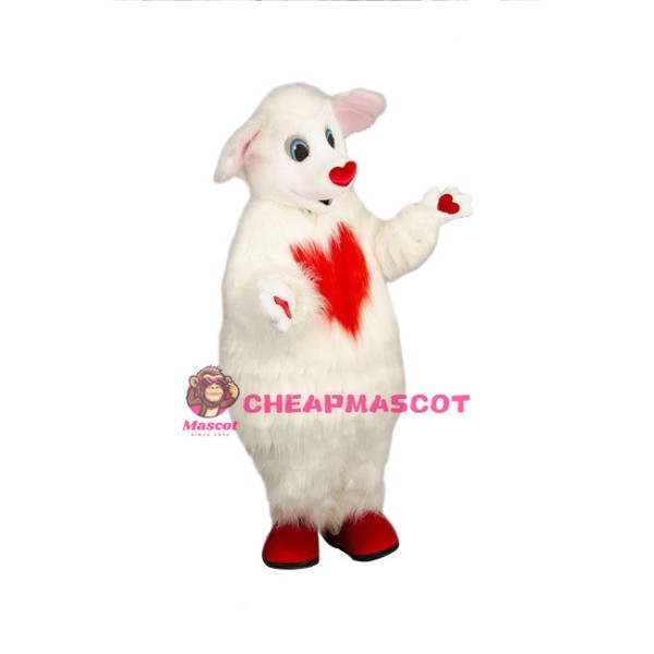 Red Heart Sheep Mascot Costume