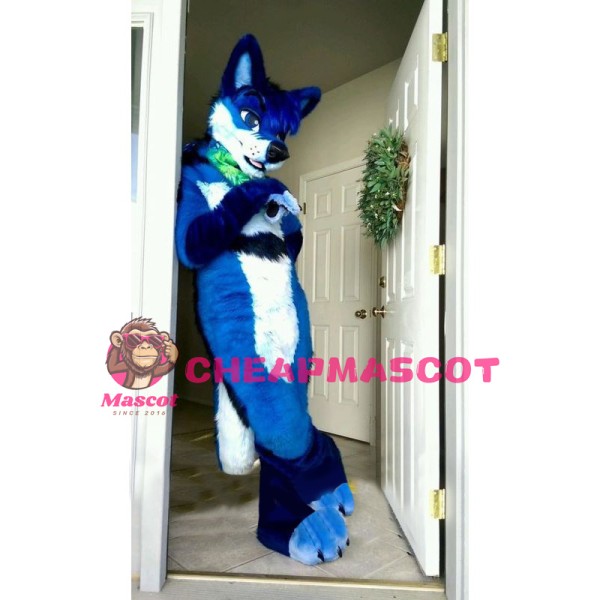 Blue Dog Fox Wolf Realistic Animal Mascot Costume