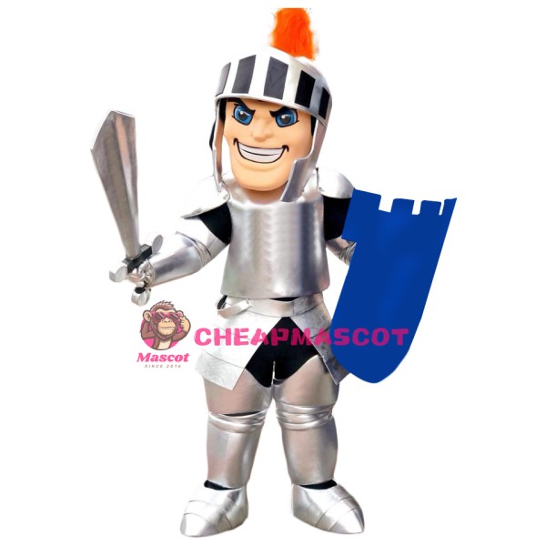 Power Silver Spartan Mascot Costume
