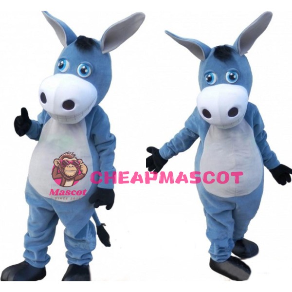 Cute Blue Donkey Mascot Costume