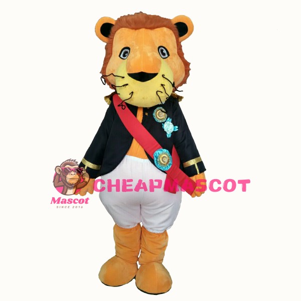 Badge Soldier Lion Mascot Costume