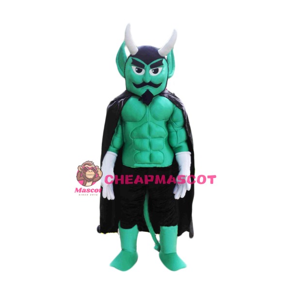 Green Power Muscular Devil Mascot Costume