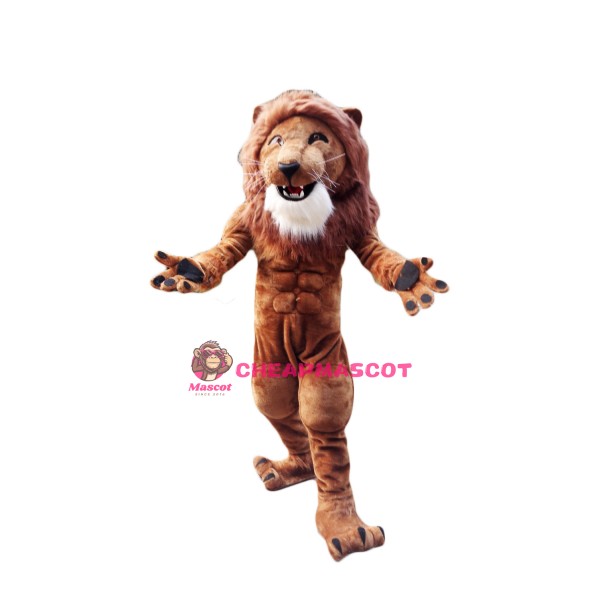 Power Muscular Lion Mascot Costume