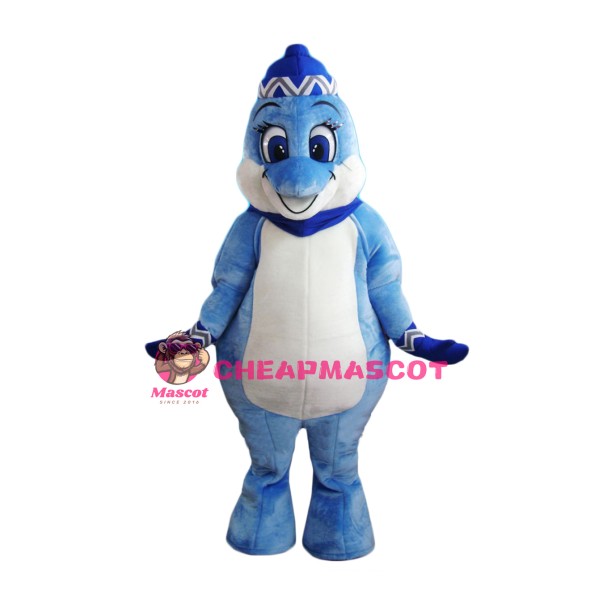 Super Cute Blue Dolphin Mascot Costume
