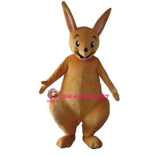 Happy Lightweight Yellow Kangaroo Mascot Costume