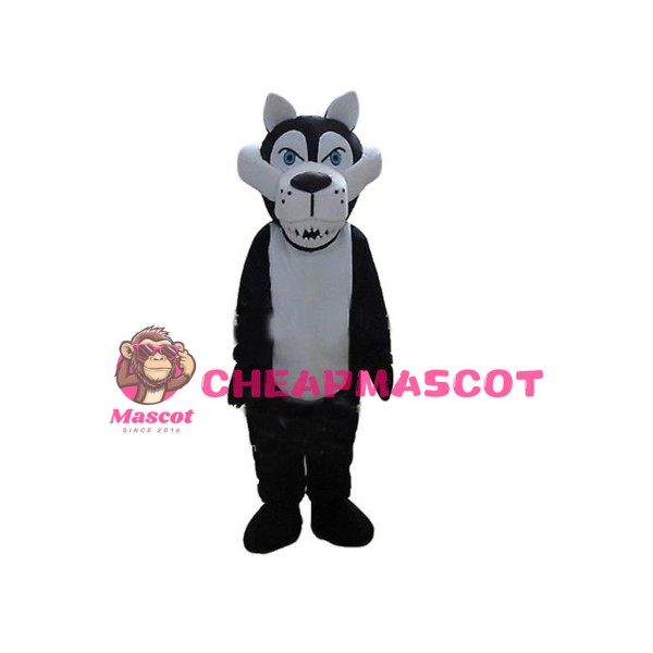 White Black Wolf Mascot Costume