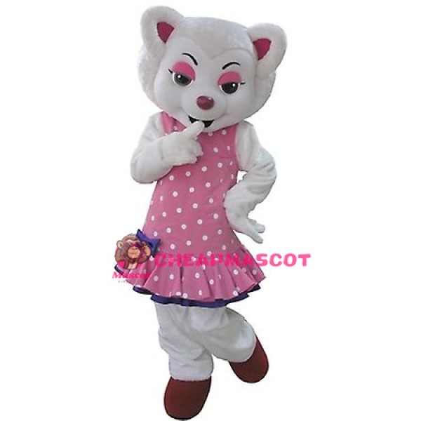 White Beautiful Wolf Mascot Costume