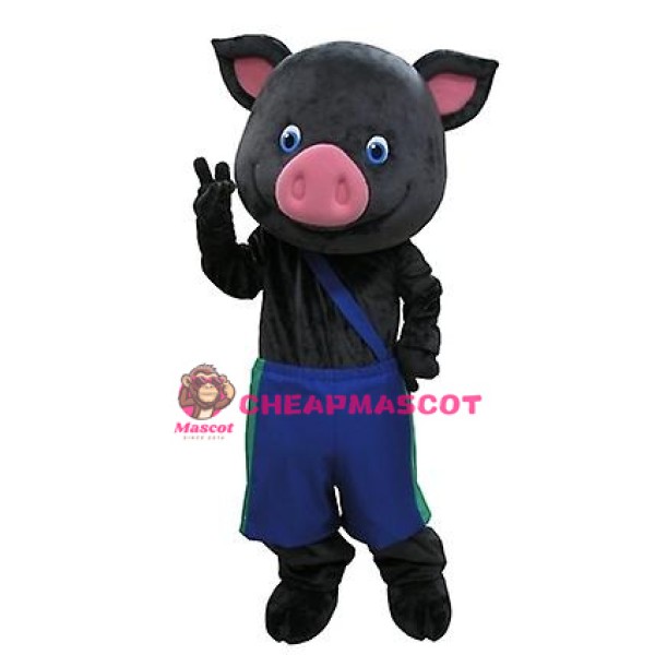 Black & Pink Pig Mascot Costume