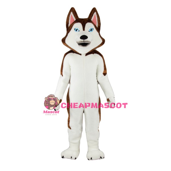 Brown & White Husky Dog Mascot Costume
