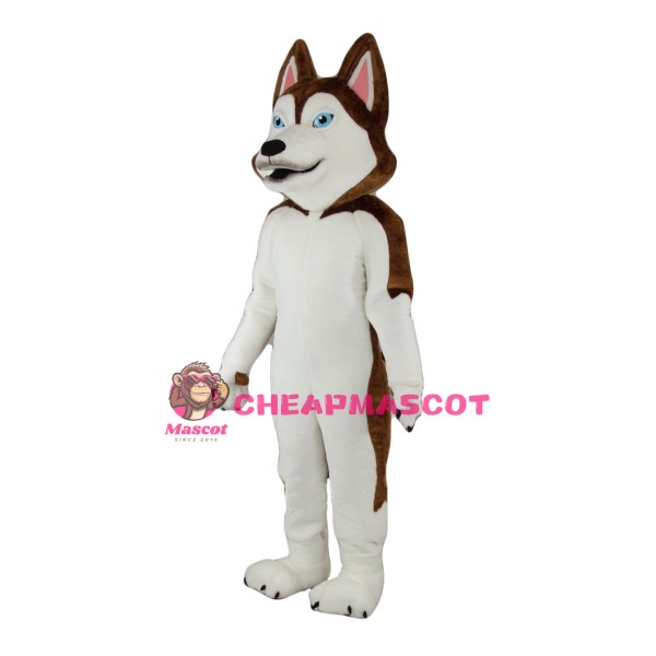 Brown & White Husky Dog Mascot Costume